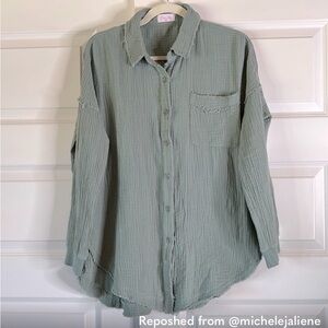 Women's Green Button Down Shirt